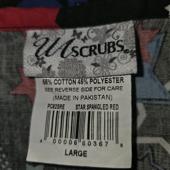 UA Scrubs Patriotic Scrub Top Women's Size Large Black Shirt 4th Of July Stars - Picture 2 of 6